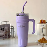 Liying 40 oz S.Tumbler with Handle and Straw Insulated Cup Travel (Purple)
